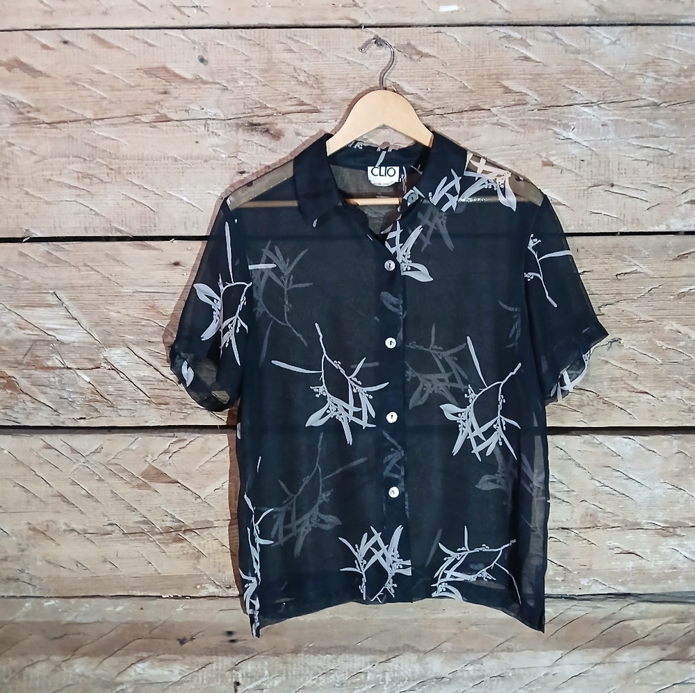 VTG Clio Sheer Black Shirt Size M